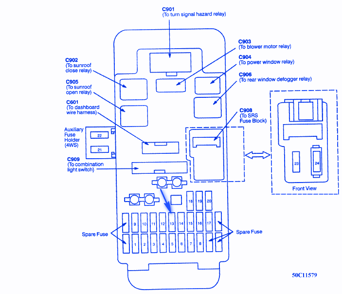 Honda Prelude Vtec Blower 1999 Fuse Box/Block Circuit Breaker Diagram