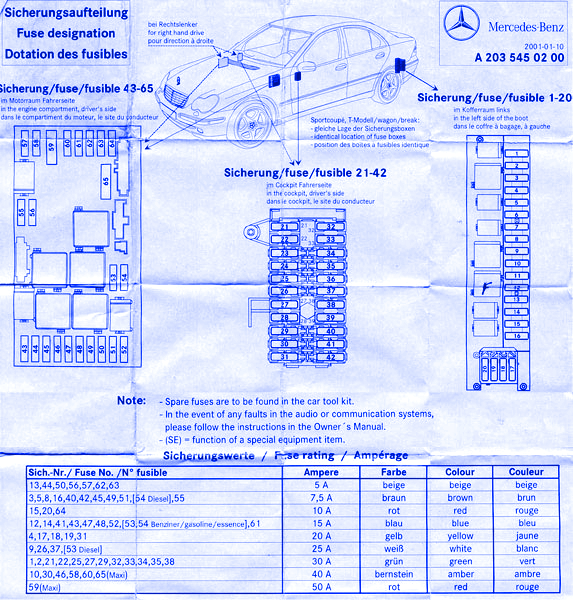 Mercedes C-240 2003 Fuse Box/Block Circuit Breaker Diagram » CarFuseBox