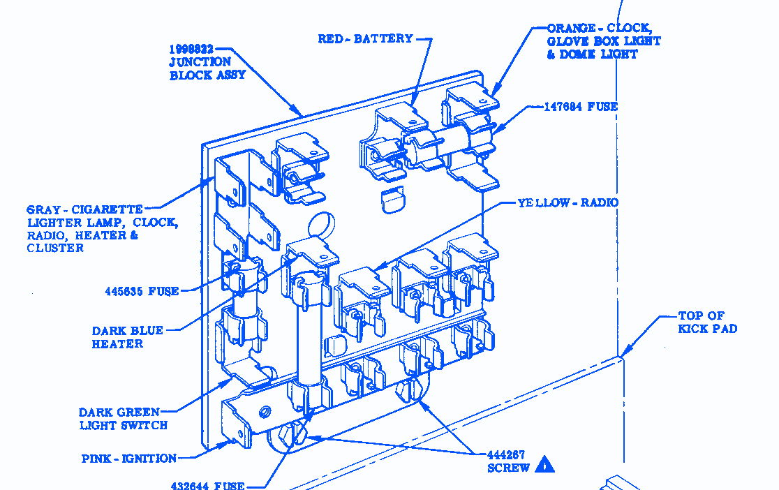 Chevrolet Bel Kick Pad 1958 Fuse Box  Block Circuit Breaker