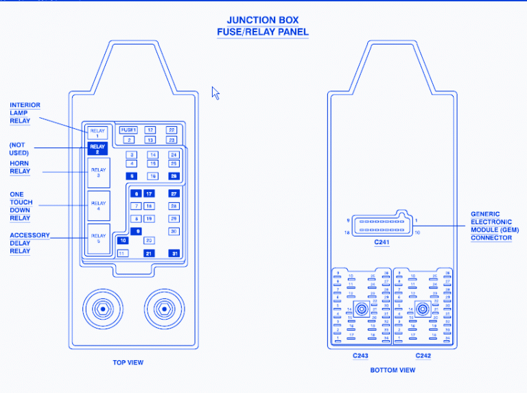 Ford Lariat F-350 2010 Junction Fuse Box/Block Circuit Breaker Diagram
