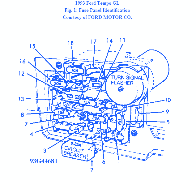 Ford Tempo G44681 1997 Fuse Box/Block Circuit Breaker Diagram » CarFuseBox