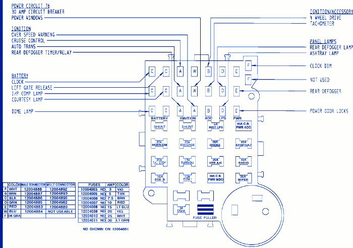 GMC S-15 1990 Ignition Fuse Box/Block Circuit Breaker Diagram » CarFuseBox