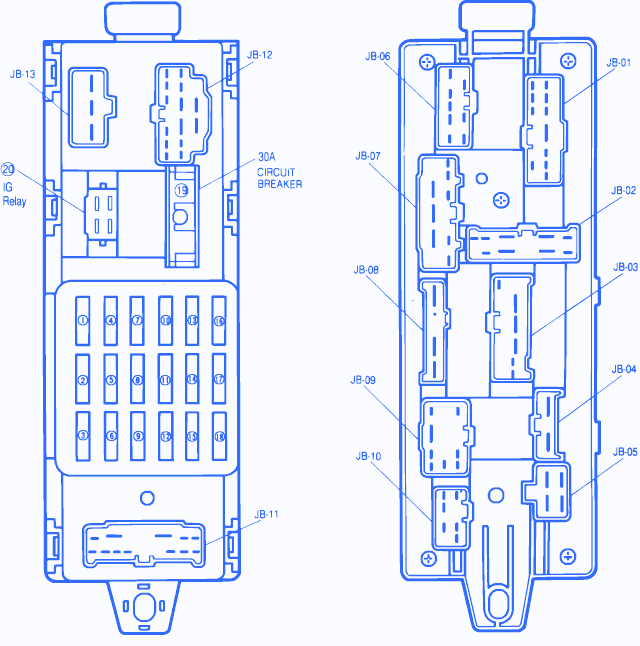 Mazda 323 1991 On Engine Fuse Box/Block Circuit Breaker Diagram
