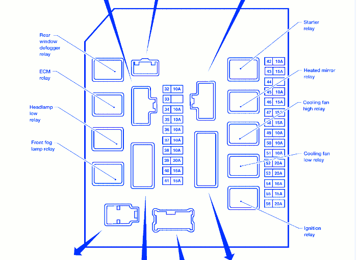 Nissan Frontier 2005 Main Fuse Box/Block Circuit Breaker Diagram