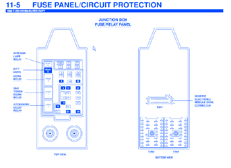 Ford F-350 Diesel 2002 Junction Fuse Box/Block Circuit Breaker Diagram