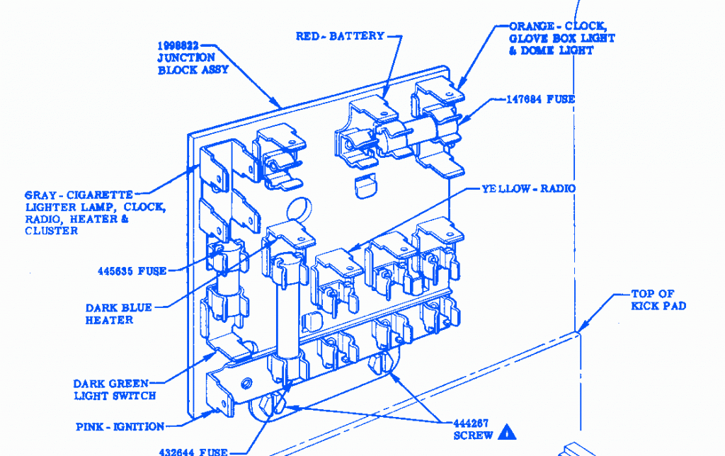 Chevrolet Bel Kick Pad 1958 Fuse Box/Block Circuit Breaker Diagram