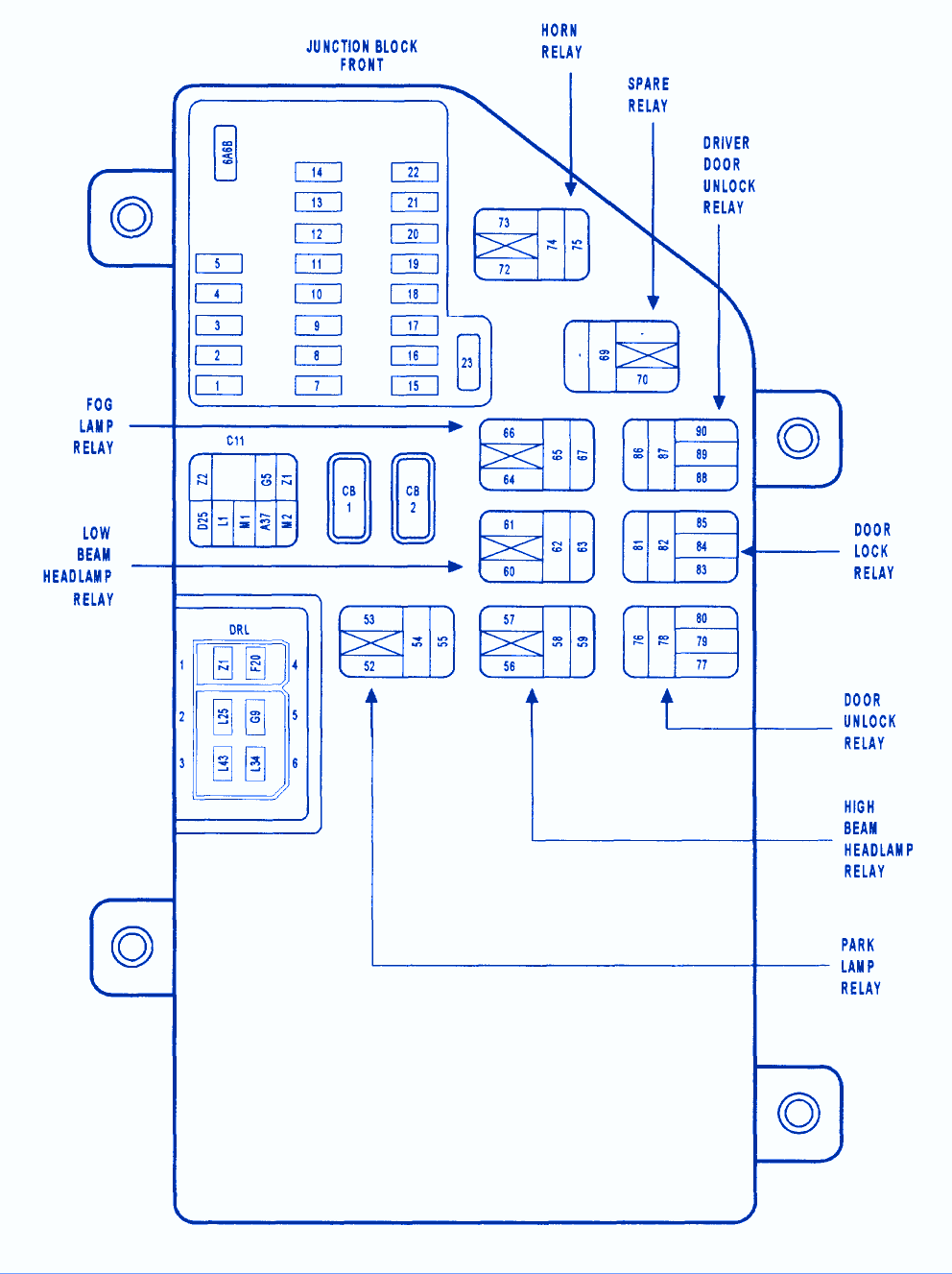 Chrysler 300M 2002 Relay Fuse Box/Block Circuit Breaker ... hyundai fog lights wiring diagram 