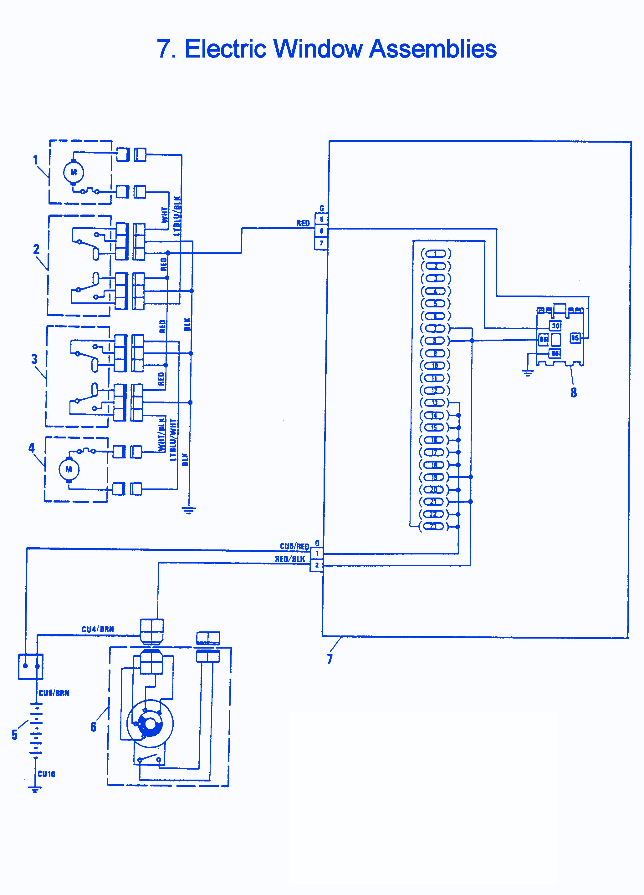 Fiat X1-9 1981 Electric Window Electrical Circuit Wiring Diagram