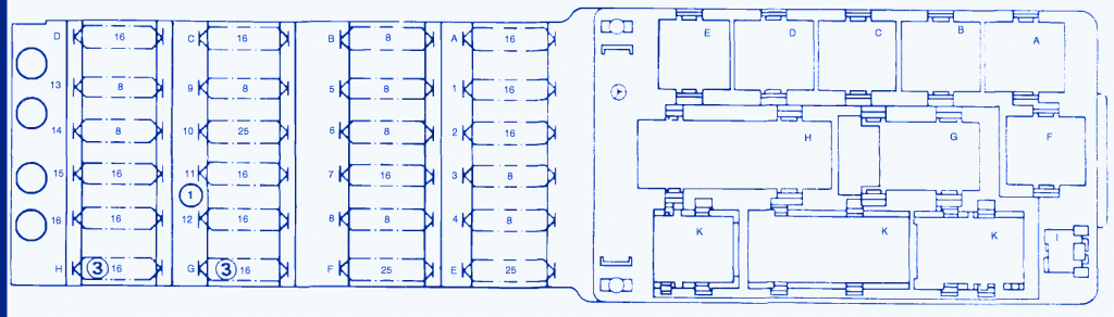Mercedes C-230 2003 Injection Fuse Box/Block Circuit Breaker Diagram