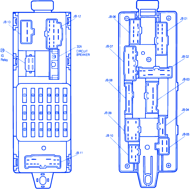 Mazda 323 1990 Main Fuse Box/Block Circuit Breaker Diagram - CarFuseBox