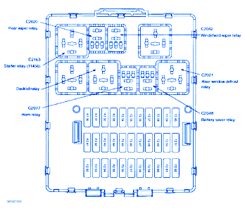 Ford Focus TDCI 2004 Engine Fuse Box/Block Circuit Breaker Diagram