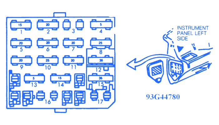 Chevrolet Corsica 1992 Fuse Box/Block Circuit Breaker ... 1993 cadillac allante wiring diagram 