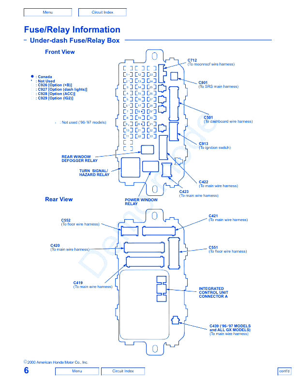 Honda Civic Lx 1998 Fuse Box  Block Circuit Breaker Diagram