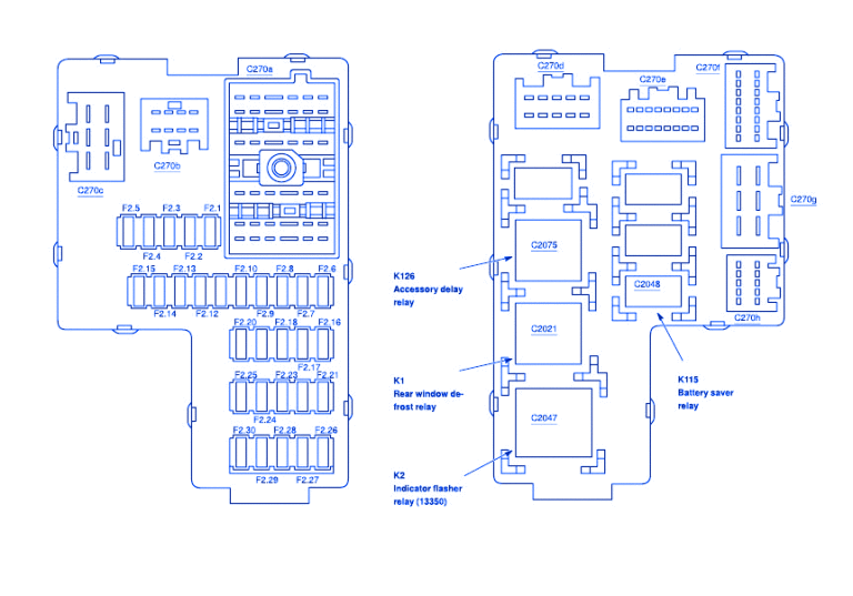 Ford Explorer 2002 Fuse Box/Block Circuit Breaker Diagram - CarFuseBox