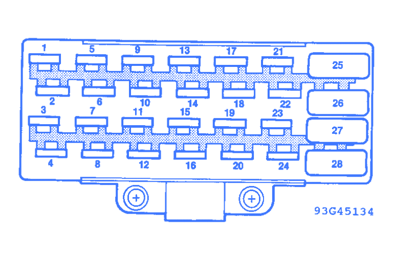 Jeep Grand Cherokee 1993 Fuse Box/Block Circuit Breaker Diagram