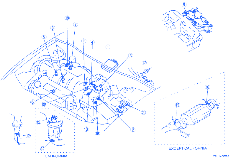 Mazda 626 2006 Front Engine Fuse Box/Block Circuit Breaker Diagram