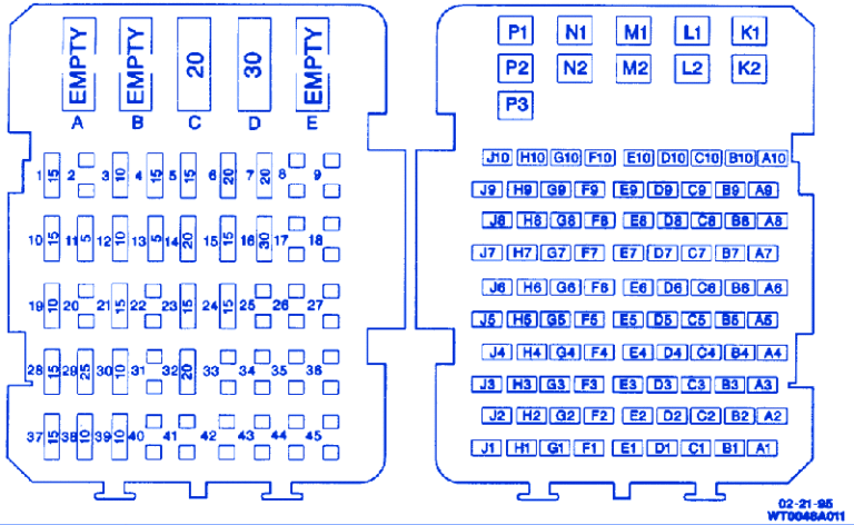 Chevrolet Suburban K1500 1999 Fuse Box/Block Circuit Breaker Diagram