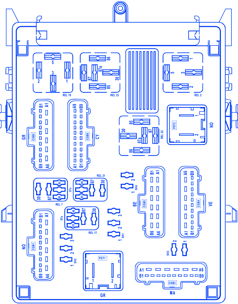 Renault Vel Satis Dashboard Fuse Box / Block Circuit Breaker Diagram