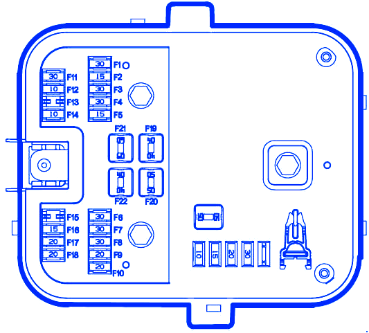 Iran Khodro Samand Engine Compartment Fuse Box / Block Circuit Breaker Diagram